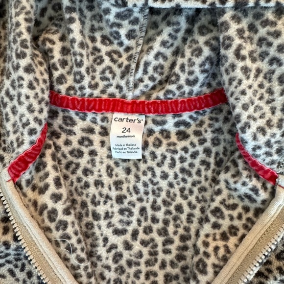 Carter's Leopard Print Zip-Up Hoodie Leopard Print Hooded jacket size 24 months - Picture 5 of 7